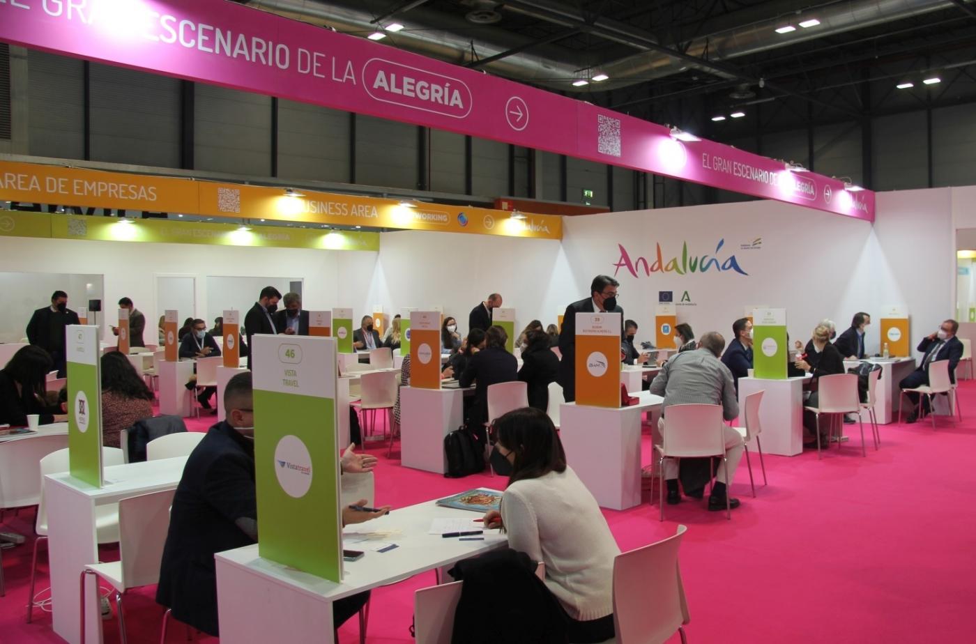 Zona de empresas en el pabellón de Andalucía de Fitur. EP Zona de empresas en el pabellón de Andalucía de Fitur. EP