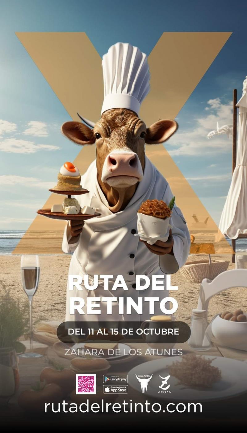 Cartel anunciador de la X Ruta del Retinto. Acoza