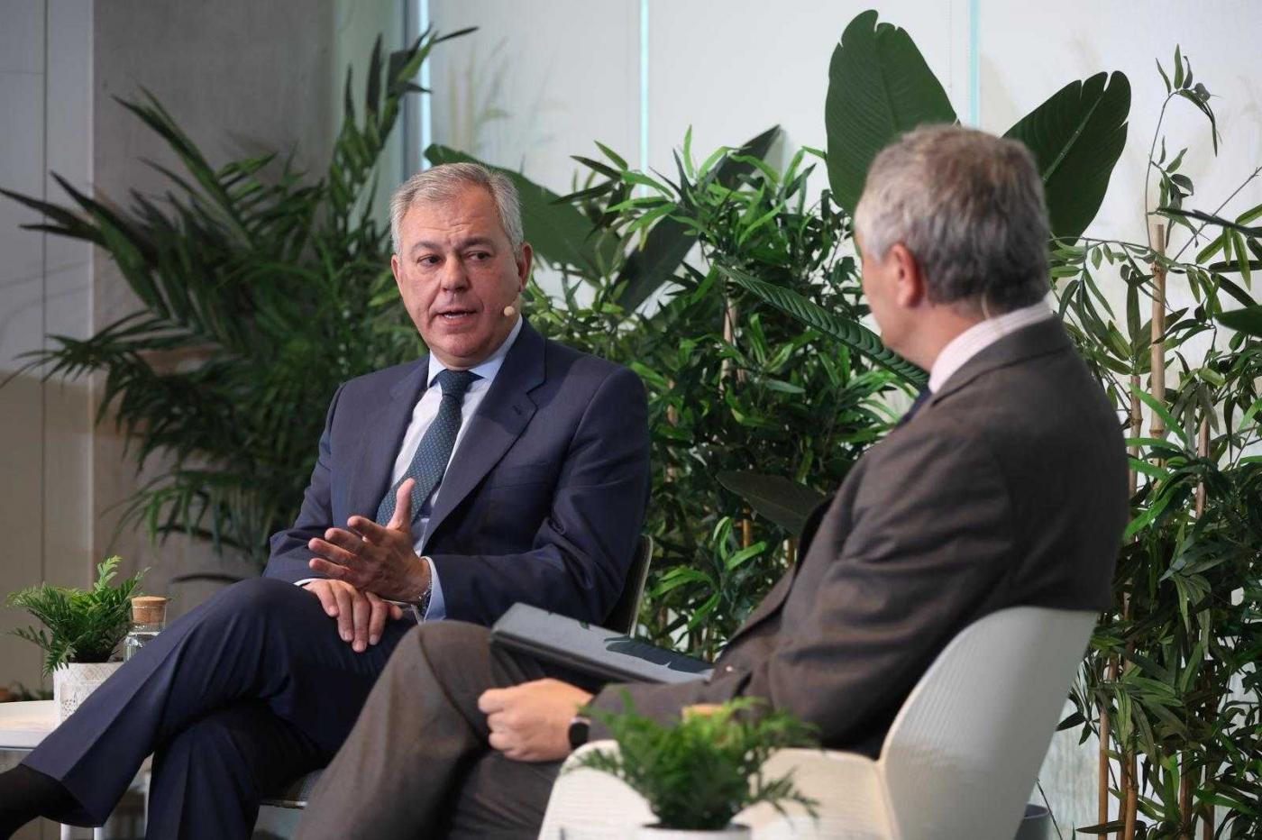 Un momento de la participación de Sanz en el foro ABC en Madrid. ayto