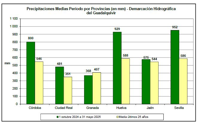 Precipitación media por provincias. CHG