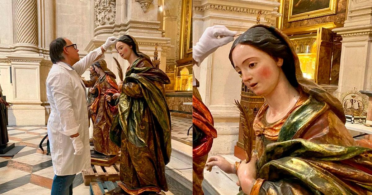 La Catedral exhibe esta tarde los pasos del Corpus tras realizar su conservación anual