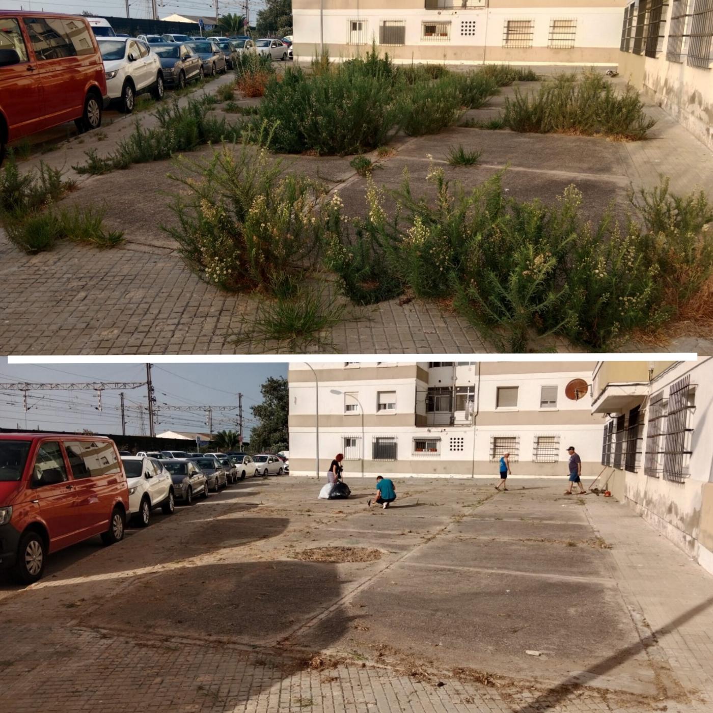 Los vecinos de El Tejar limpian y adecentan su plazoleta 