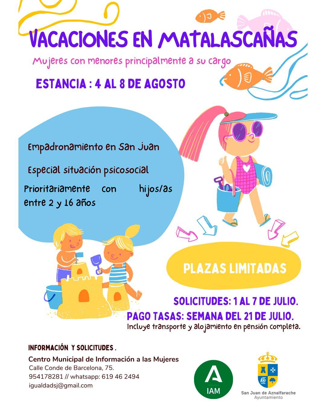 San Juan abre el plazo para solicitar una semana en Matalascañas para mujeres con hijos. 