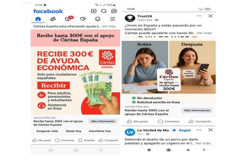Capturas de las campañas falsas. - 