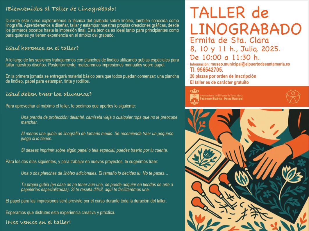 Taller gratuito de linograbado en la Ermita de Santa Clara 