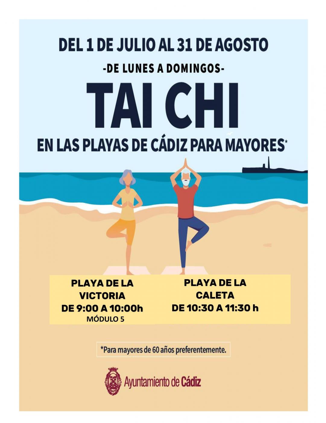 El Ayuntamiento inicia los talleres de taichí en la playa para personas mayores de 60 años