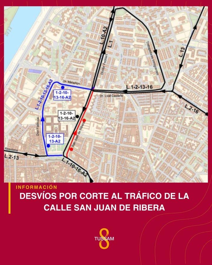 Los desvíos de tráfico de las líneas de Tussam. - Tussam