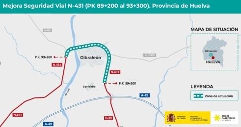 Imagen de la futura actuación en la A-431 en Gibraleón. - MINISTERIO