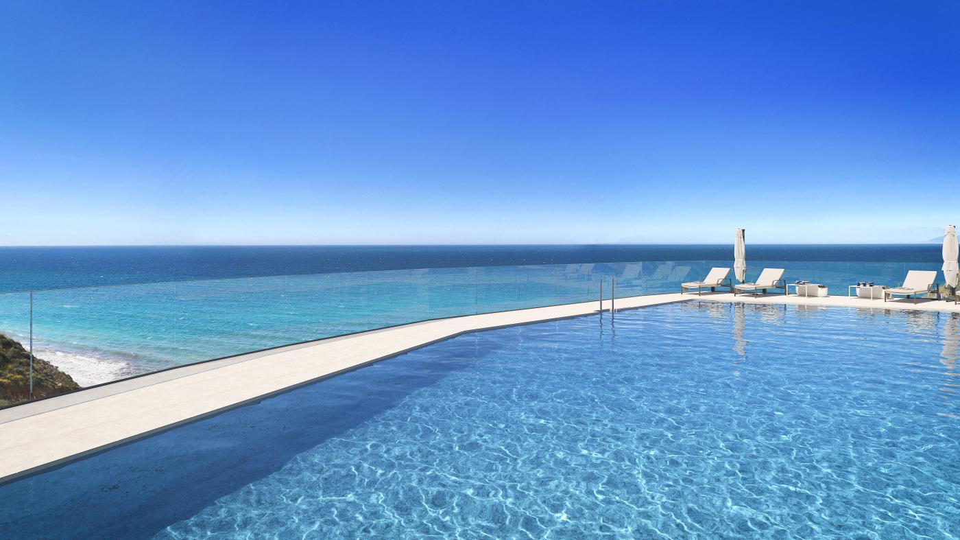Recreación de las vistas desde la piscina de Proa. - Metrovacesa