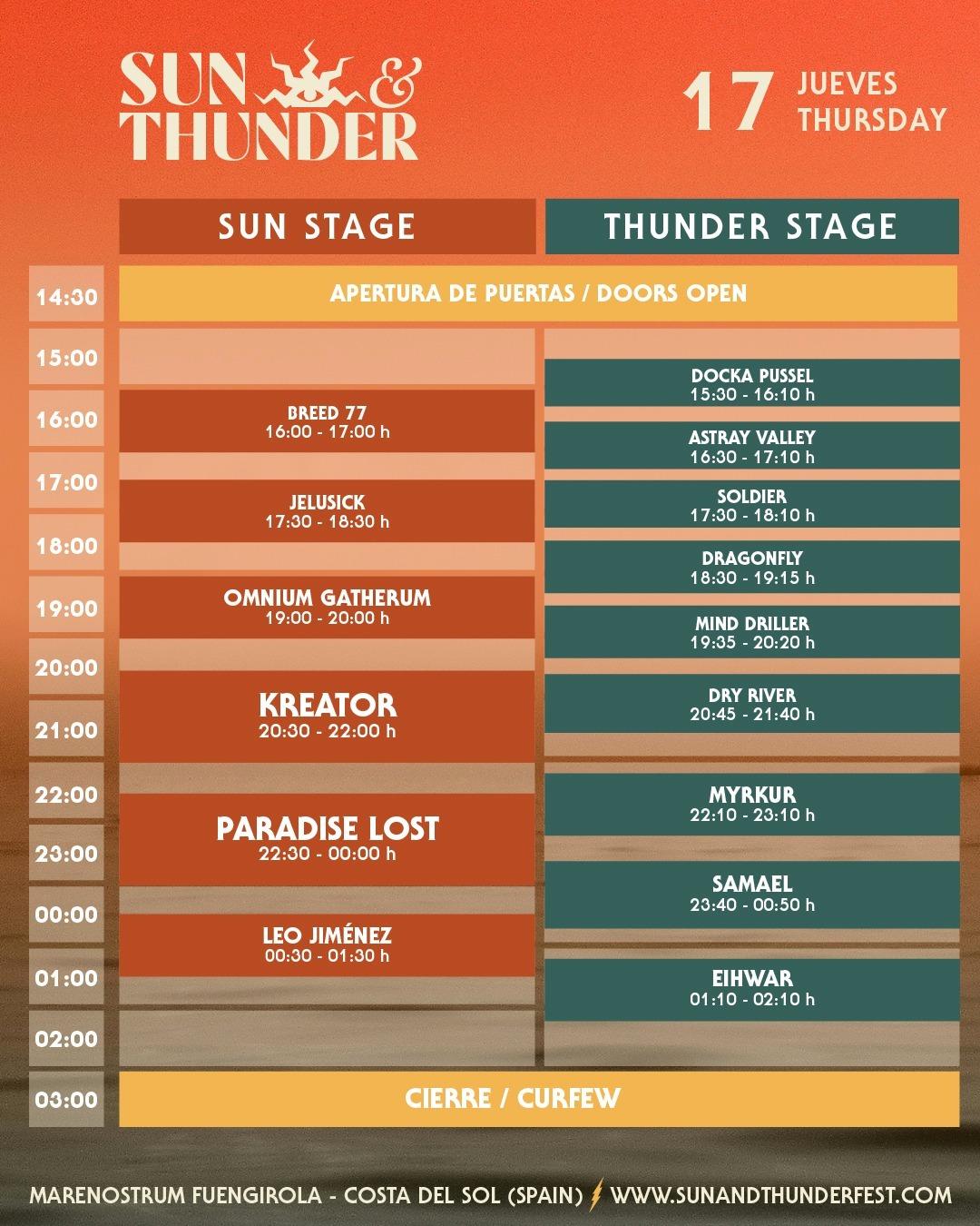 Fuengirola, centro de la música más dura con Sun&Thunder: Horarios completos