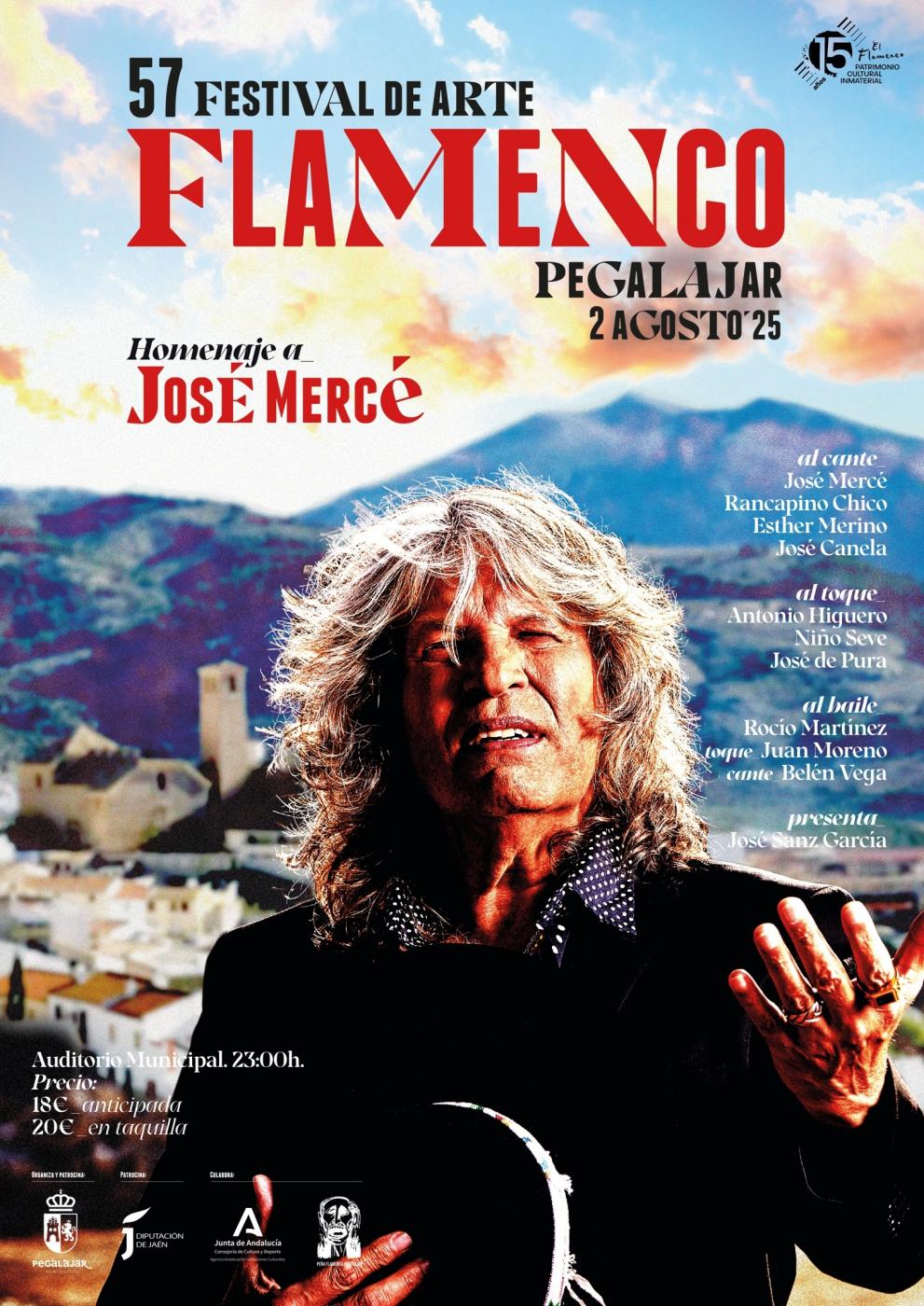 El cantaor José Mercé será protagonista del 57º Festival de Arte Flamenco de Pegalajar