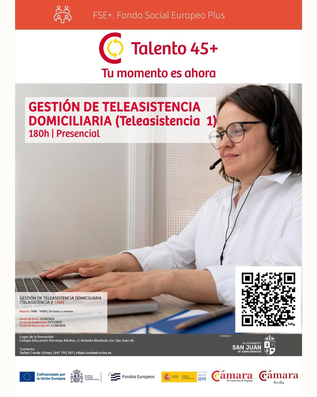 San Juan de Aznalfarache lanza un nuevo curso gratuito de gestión de teleasistencia 