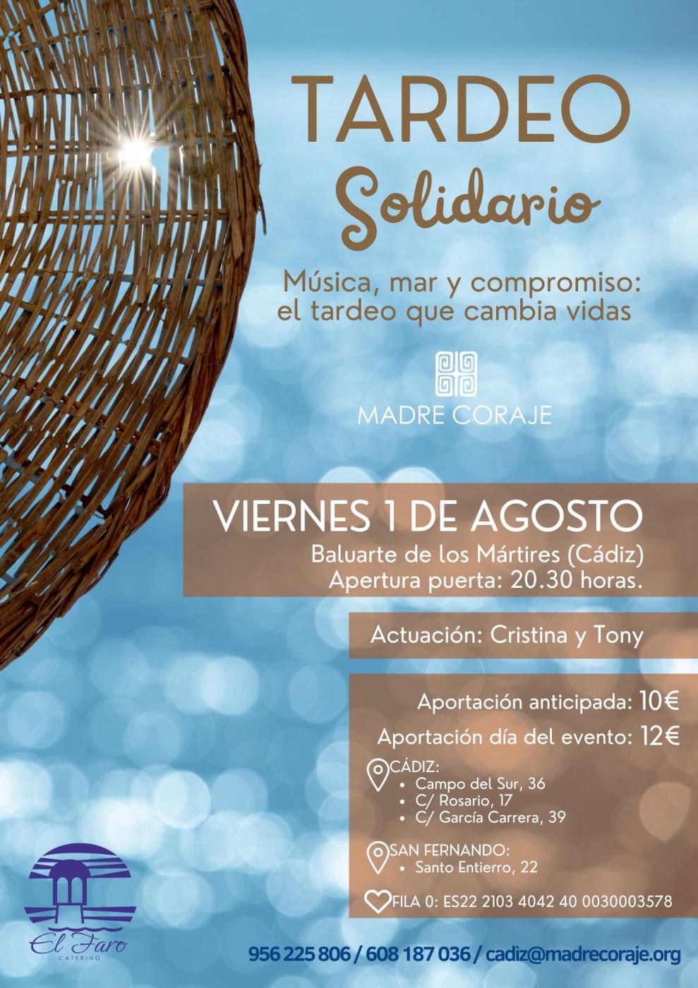 Madre Coraje Cádiz organiza su primer ‘Tardeo Solidario’ con música y vistas al mar