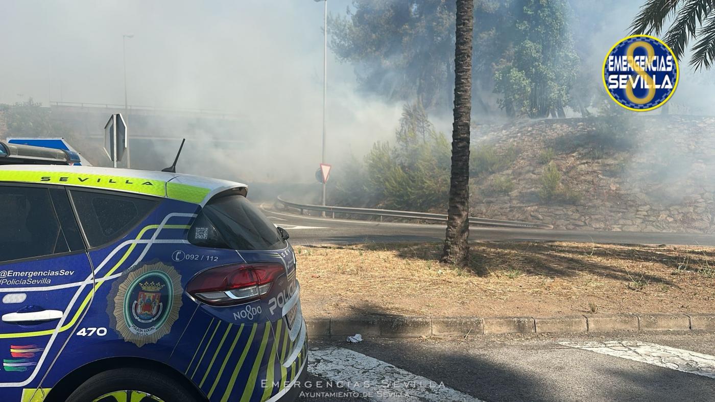 Medio centenar de llamadas alertan de un incendio junto al Parque Amate y la SE-30