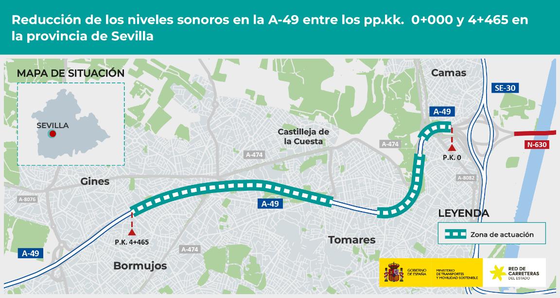 La autopista A-49 de Camas a Bormujos tendrá pantallas acústicas de hormigón